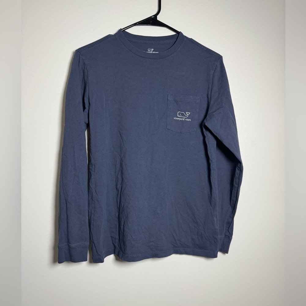 Vineyard Vines Long Sleeve Shirt Youth Large 16 Blue Whale Logo Pocket Tee